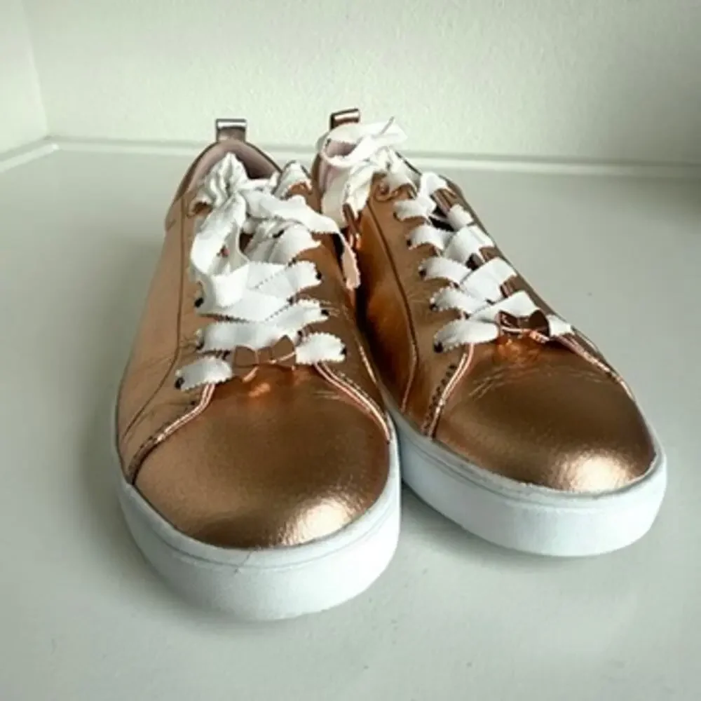 TED BAKER‎ Gielli Sneakers Rose Gold Leather Ribbon Laces US 6 Metallic Shoes